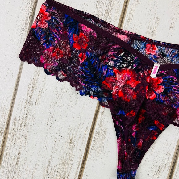 VS PINK Extra Low Rise Cheekster Thong Large Tropical Print - Picture 6 of 7